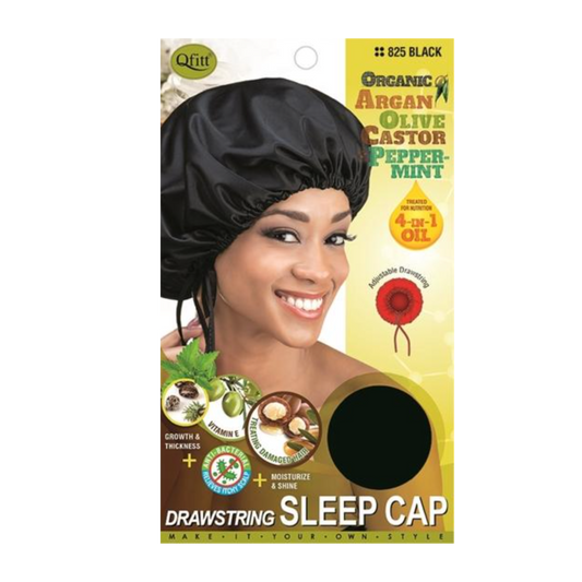 Drawstring Sleep Cap: Black